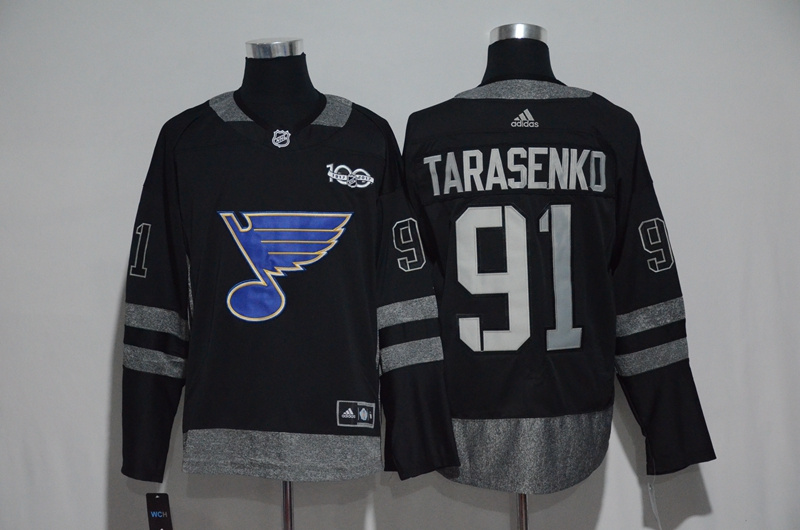 NHL St.Louis Blues #91 Vladimir Tarasenko Black 1917-2017 100th Anniversary Stitched Jersey->->NHL Jersey